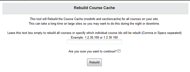 Rebuild Course Cache in Action