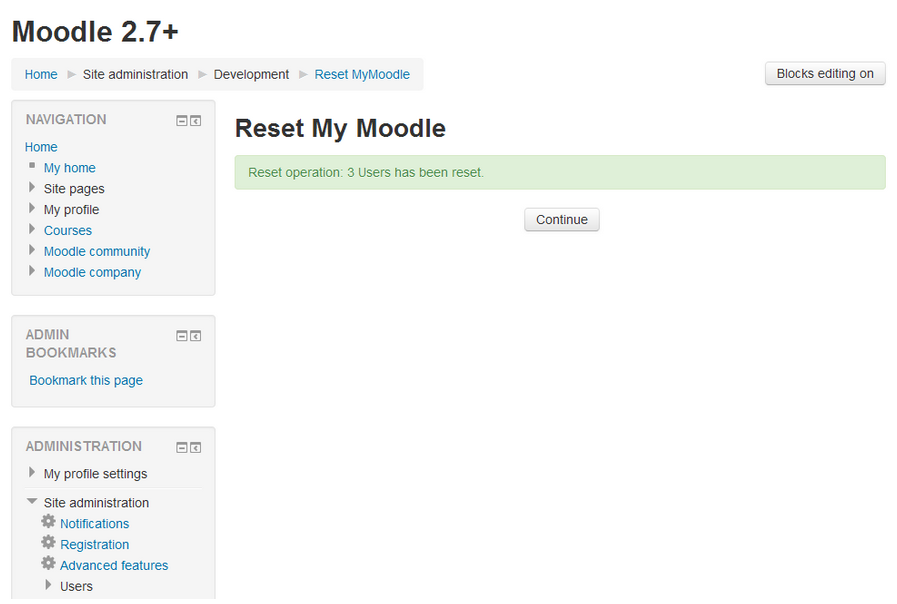 Reset my Moodle
